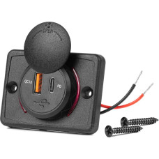 Amio Charger car charger with usb sockets waterproof square usb + usb-c qc3.0 12v 24v -04231
