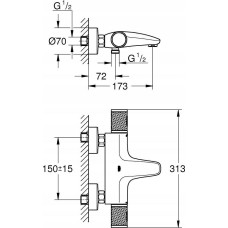 Grohe Grohtherm 1000 Performance Thermostatic Bath Valve 1/2 Bath Faucet