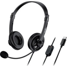 Genius HS-230U USB-C headphones, headphones with microphone, volume control, black, 2.0, lockable