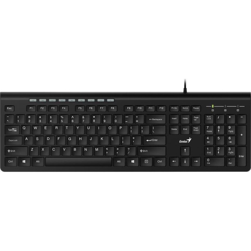 Genius Slimstar 230 keyboard + mouse, US keyboard, multimedia, slim type wired (USB), black