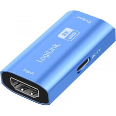 Logilink HDMI repeater, 20m, 8K 60Hz, HDCP 2.3 alu, blu