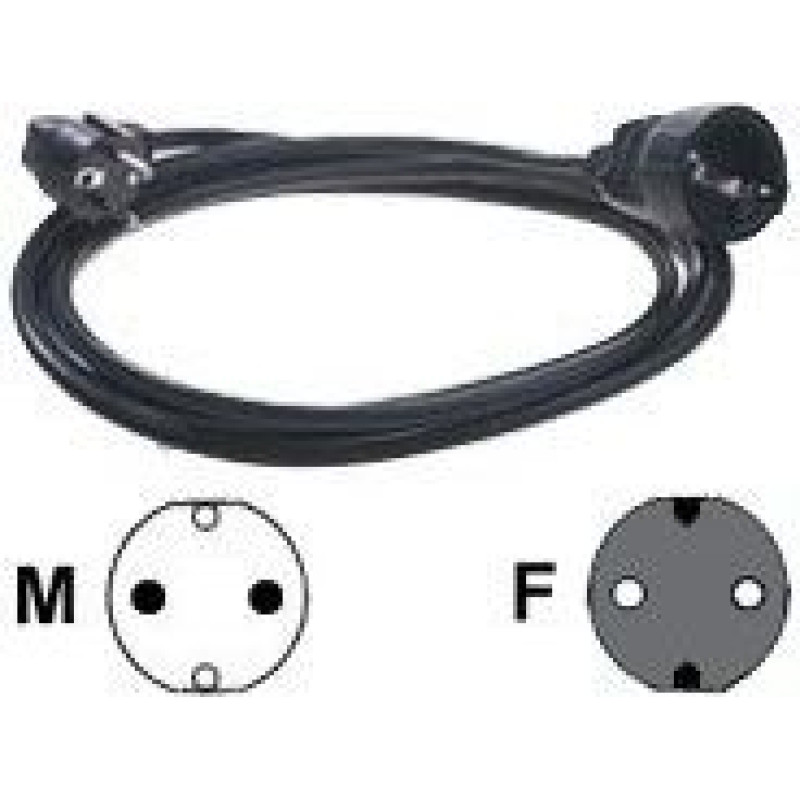Bachmann SCHUKO power extension cable, 3m, Black (19.07.1166)