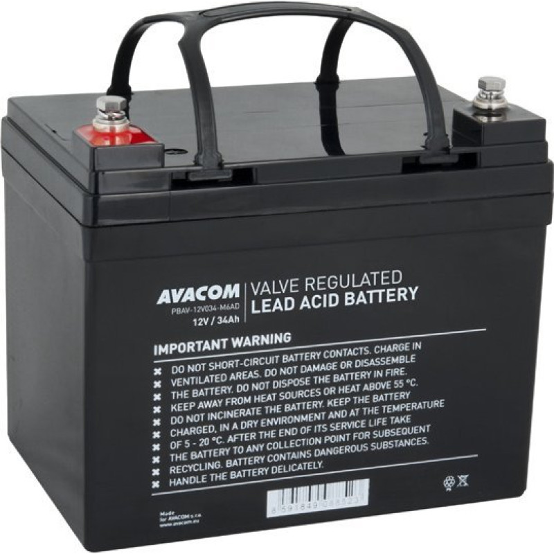 Avacom DeepCycle Battery, 12V, 34Ah, PBAV-12V034-M6AD