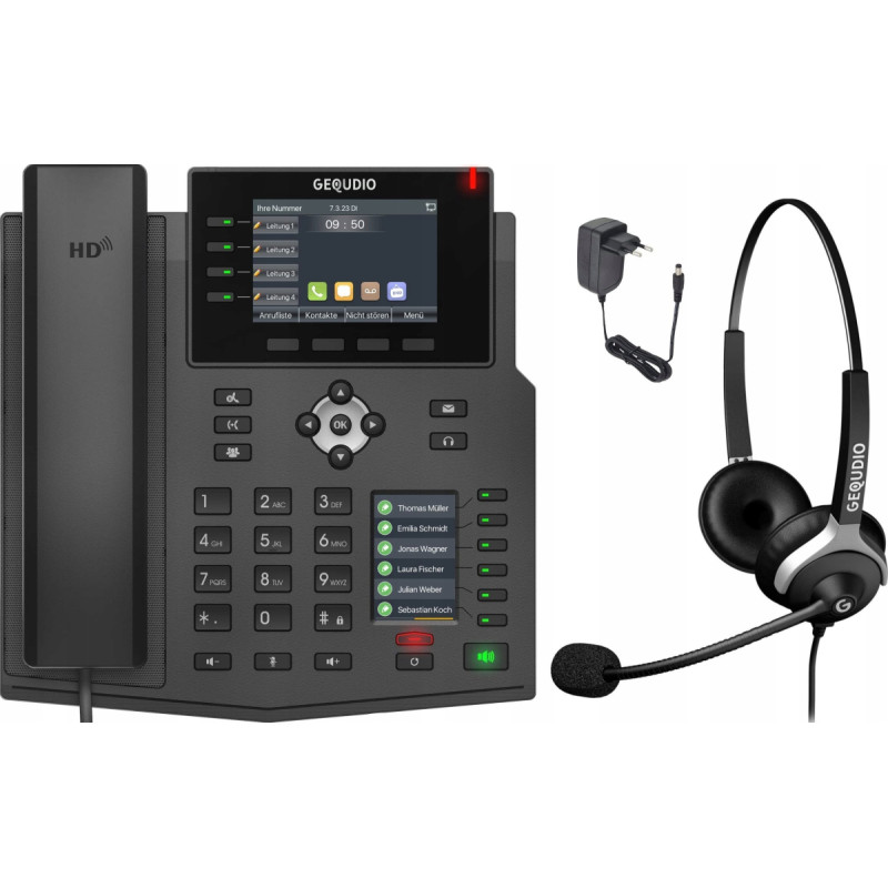 Gequdio GX5+ IP-Telephone Set mit Netzteil & Headset