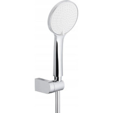 KFA ANGELIT POINT SHOWER, 3-FUNCTIONAL SILICONE SHOWER HANDLE (WHITE-CHROME) + PVC HOSE 1500 FLEX + WALL MOUNTED HANDLE