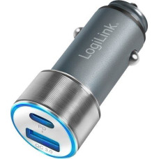 Logilink Kfz Ladeadapter USB Charger 2Port 1xUSB-C PD,1xUSB-A QC,36W