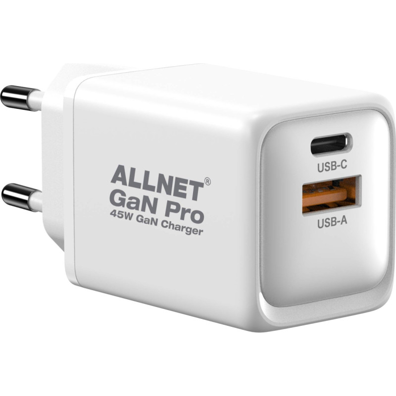 Allnet Z Ersatznetzteil QC USB-C PD GaN Netzteil Power Supply45Watt 1x USB Type-A QC 1x USB Type-C**EU PLUG**.