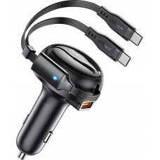 Acefast B13 car charger 53W USB-A / 2 USB-C expandable cables - black