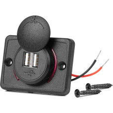 Amio Charger car charger with usb sockets waterproof square 2x usb 12v 24v -04230