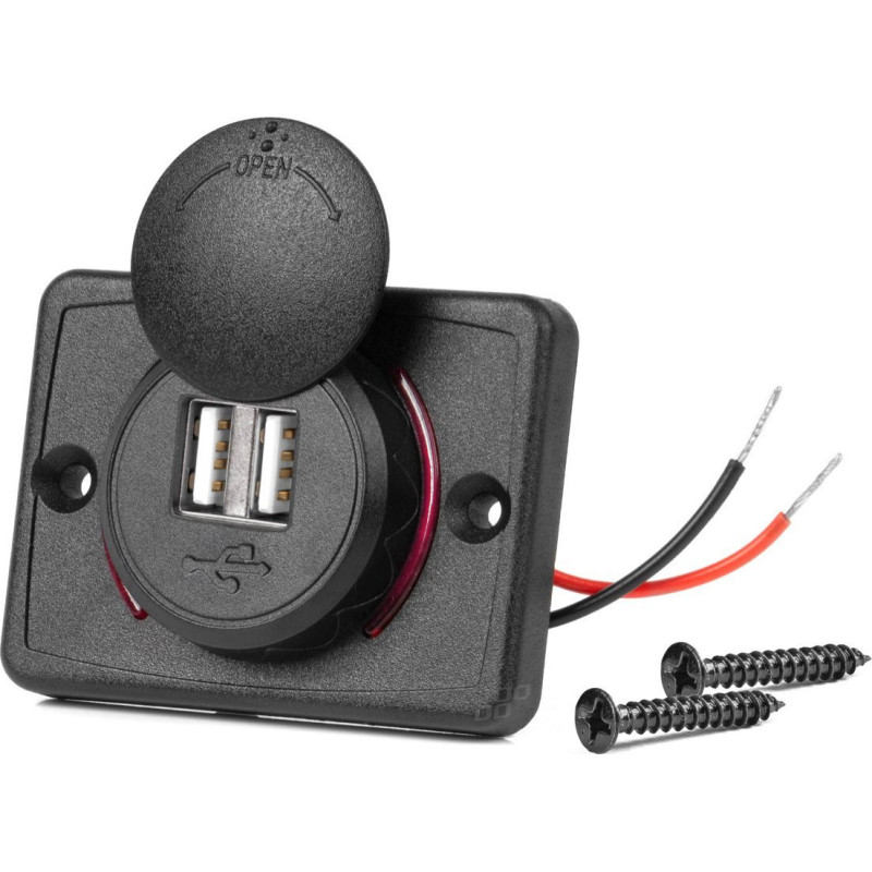 Amio Charger car charger with usb sockets waterproof square 2x usb 12v 24v -04230
