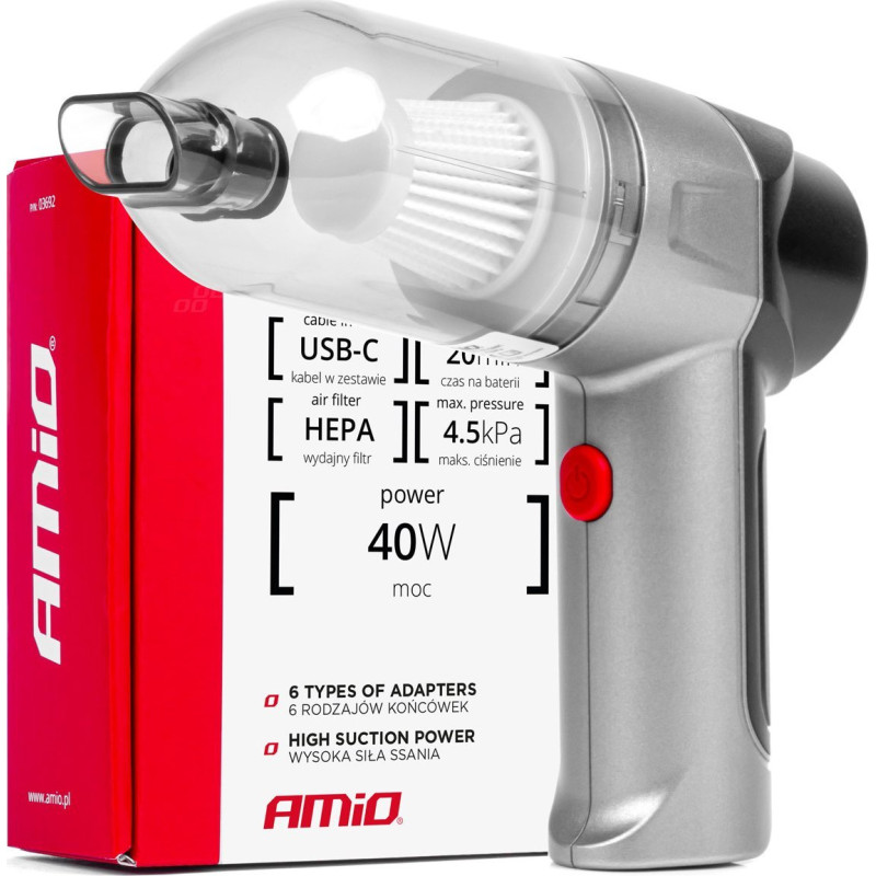 Amio Handheld vacuum cleaner cordless car vacuum cleaner hepa 40w 4000mah -03692