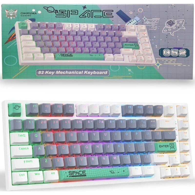 Onikuma G52 Mechanical Gaming RGB Keyboard : Color - White/Grey