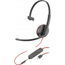 HP Poly Blackwire C3215 Monaural Headset +Carry Case Bulk