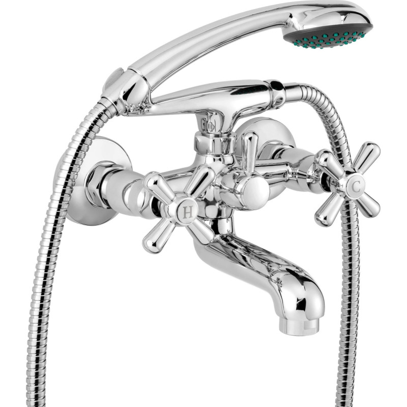 Deante BAT bath mixer. SYMETRIO CHROME BATHTUB MIXER WITH SHOWER SET