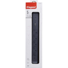 Legrand Extension cord 5x2PZ + USB A/C 1,5m black