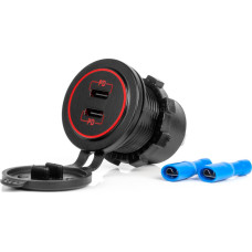 Amio Charger car charger with usb sockets waterproof 2x usb-c 12v 24v -04223