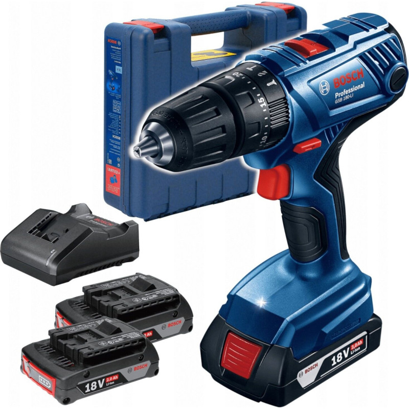 Bosch GSB 180-LI 18 V drill/driver 2 x 2 Ah battery pack (06019F8307)