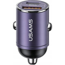 Usams C38 USB-A, USB-C 30W PD Fast Charge car charger purple/purple