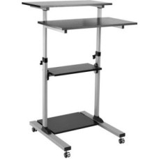 Roline PC workstation for standing work, height adjustable, black/grey