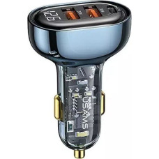 Usams Car charger 2xUSB+1xUSB-C 80W Fast Charge blue/blue (US-CC159)