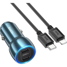 Hoco Car charger 2 x Type C + Type C to Lightning cable PD QC3.0 3A 40W Z48 blue