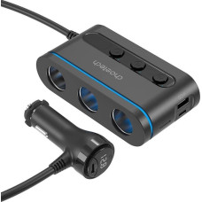 Choetech Charger TC0021 car charger 2x USB-C PD 1x USB-A QC 3x cigarette lighter socket - black
