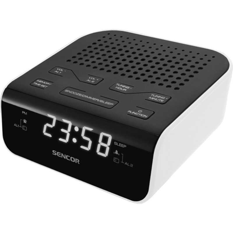 Sencor Radio alarm clock SRC 136 WH Black and white