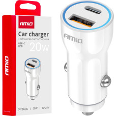 Amio Charger car charger usb-a+ usb-c 20w -03881