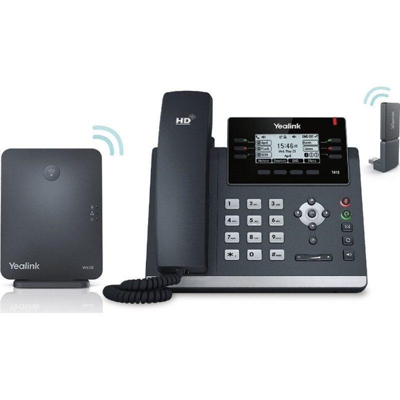 Yealink W41P phone - IP DECT phone with IP DECT PoE base and power supply.