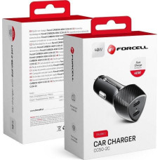 Forcell CARBON car charger Type C 3.0 PD20W + Type C 3.0 PD20W CC50-2C black (Total 40W)