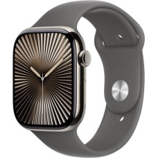 Apple Watch Series 10 GPS + Cellular 46 mm Natural Titanium Case with Stone Grey Sport Band - M/L
