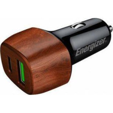 Energizer Ultimate Charger - USB-C & USB-A 38W PD + QC3.0 (Walnut) car charger.