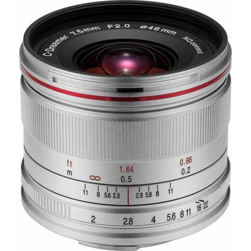 Venus Optics Laowa C-Dreamer Lightweight 7.5mm f/2.0 Lens for Micro 4/3 - Silver