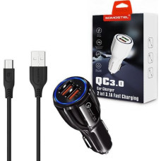 Noname CAR CAR CHARGER 3A+2A BLACK + CABLE IPHONE SOMOSTEL 3100mAh + 2100mAh 2XUSB DUAL SA45B QUICK CHARGE QC 3.0 SMS-A45