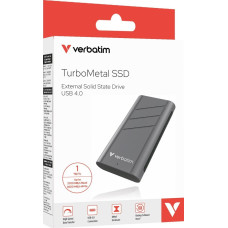 Verbatim TurboMetal SSD 1TB USB4 USB-C external drive grey 32021