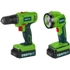 Verto Drill/driver 50G293 20 V 2 x 1.5 Ah battery + flashlight