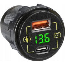 Blow USB+USB-C M18A car mount charger voltmeter