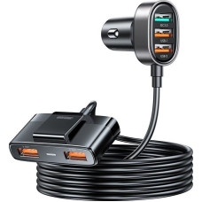 Joyroom Car fast charger with extension cable 45W 5xUSB-A black (JR-CL03 Pro)