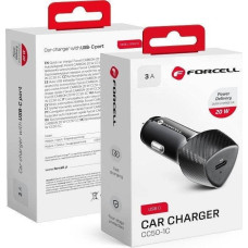 Forcell CARBON car charger Type C 3.0 PD20W CC50-1C black (Total 20W).