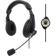 Manhattan USB Headphones with Microphone Closed Adjustable on 150cm Cable
