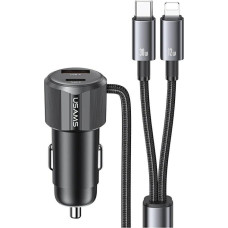 Usams YT Series CC287 66W 1xUSB-A 1xUSB-C car charger + 2-in-1 USB-C/Lightning tarnish cable