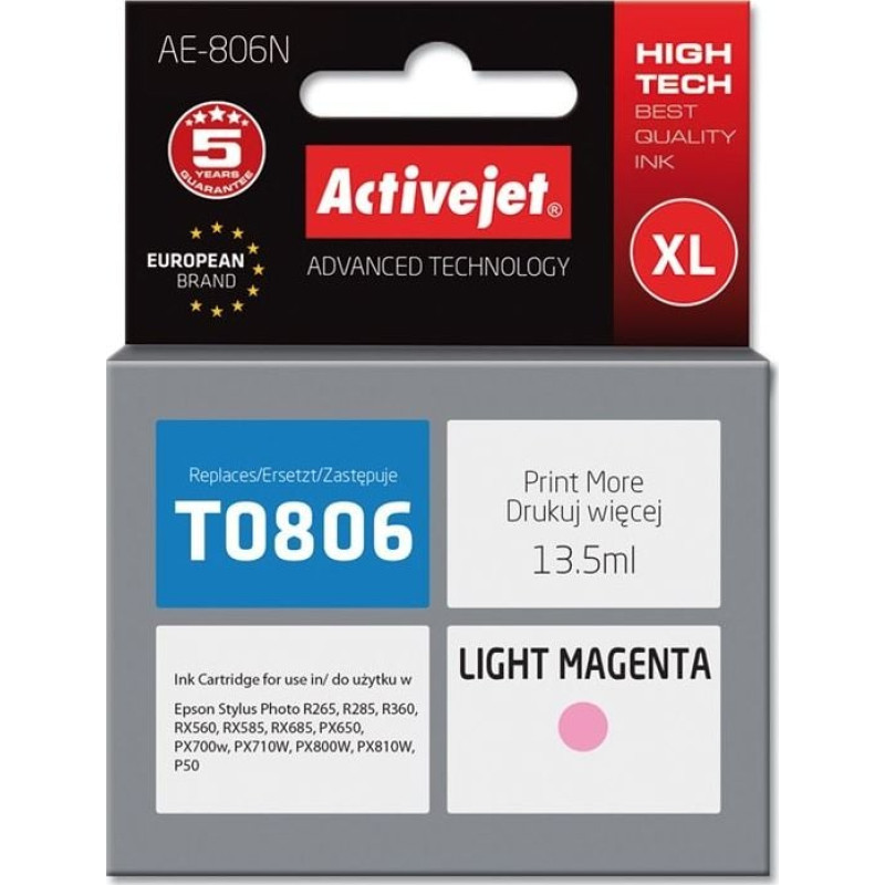 Activejet Tusz Activejet Activejet Tusz Activejet AE-806N (zamiennik Epson T0806; Supreme; 13.5 ml; jasny czerwony)