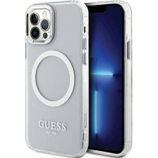 Guess GUHMP12MHTRMS Apple iPhone 12/12 Pro silver/silver hard case Metal Outline Magsafe case
