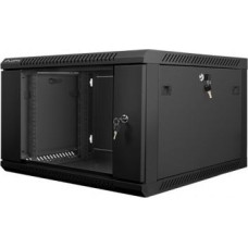 Lanberg Szafa jednosekcyjna Lanberg WF01-6606-10B (6U; 368mm / 600mm / 600 mm; wisząca; Szklane; 19''; kolor czarny)