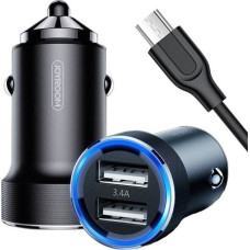 Joyroom 3.4A 2x USB car charger + Micro USB cable 1m Wise Series Dual Port car charger (C-A02) black