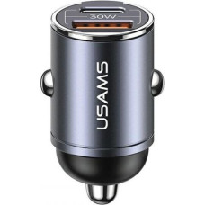 Usams Car Charger 30W 1xUSB+1xUSB-C C38 Fast Charge Steel.
