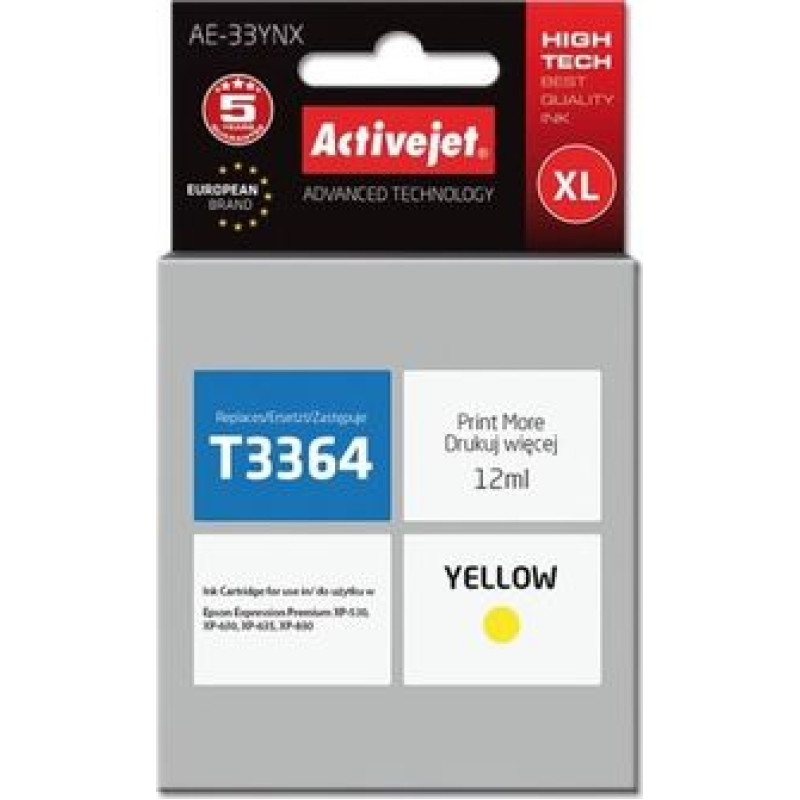 Activejet Tusz Activejet Tusz AE-34YNX (do drukarki Epson, zamiennik T3474 supreme 14ml yellow) - AE-34YNX