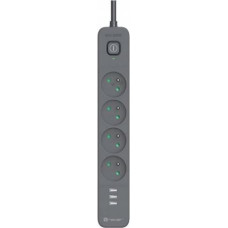 Tracer Power Line+ power strip 1.5 m 4 sockets + USB-A graphite