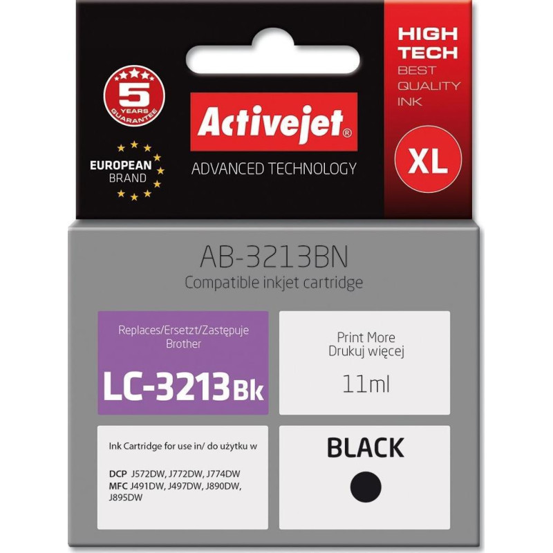 Activejet Tusz Activejet Tusz Activejet AB-3213BN (zamiennik Brother LC3213BK; Supreme; 11 ml; czarny)