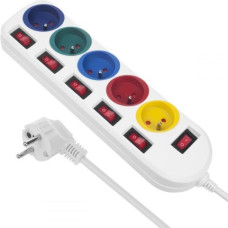 Maclean Surge power strip 5 sockets 1.5 m white (MCE204 M/W)